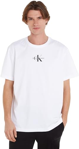 Calvin Klein Jeans Camiseta de Manga Corta para Hombre Monologo Regular Cuello Redondo, Blanco (Bright White), 4XL