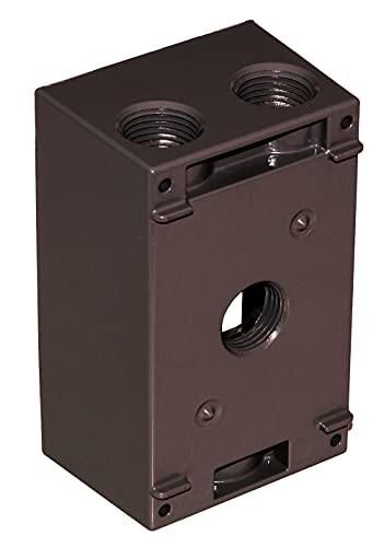 Image of SIGMA ENGINEERED SOLUTIONS Metal Electrical Outlet Box, Weatherproof, Easy Mount Plug and Receptacle Protector, 1 Gang Box, Bronze, (E) 4 Holes