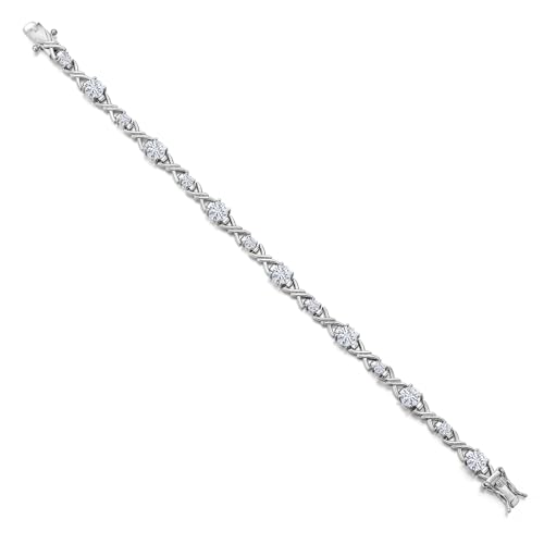 Gem Stone King White Moissanite Tennis Bracelet For Women | 4.20 Cttw | Round 5MM and 3MM | 6.5 Inch3