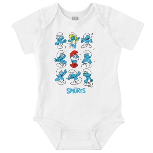 Brisco Brands Smurfs Squad Papa Smurfette Cartoon Baby Romper Boys or Girls