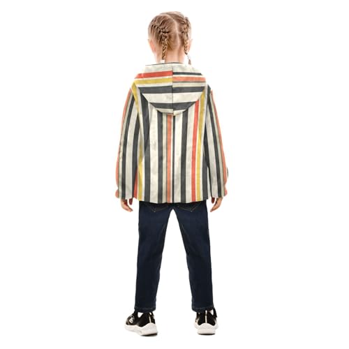 Vintage Stripes Boho Girls Fleece Jacket Girls Fall Jacket Girl Coats Zip Up Hoodie Children Sherpa Warm Outerwear 2-10T4