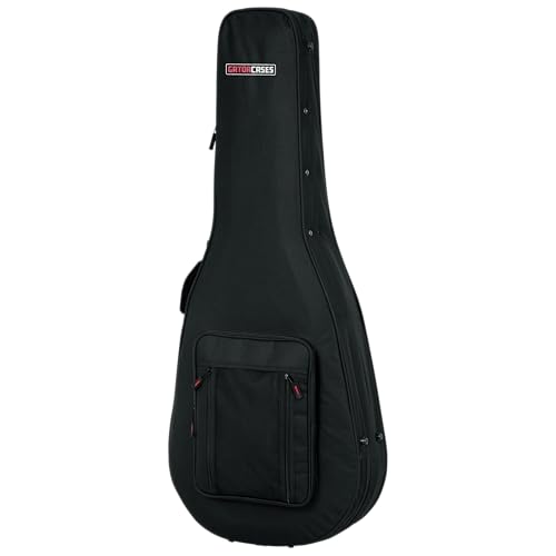 Gator Cases Leichter Polyfoam Gitarrenkoffer für 6-saitige und 12-saitige Dreadnought Style Akustikgitarren; (GL-DREAD-12), Schwarz
