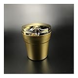 Qklyxr Cenicero de coche con luz azul, for Seat, Ibiza, León, Toledo, Arosa, Alhambra, Exeo FR, Supercopa, Mii, Altea, Córdoba, for Cupra, Concept Cenicero para coche con tapa(Gold)