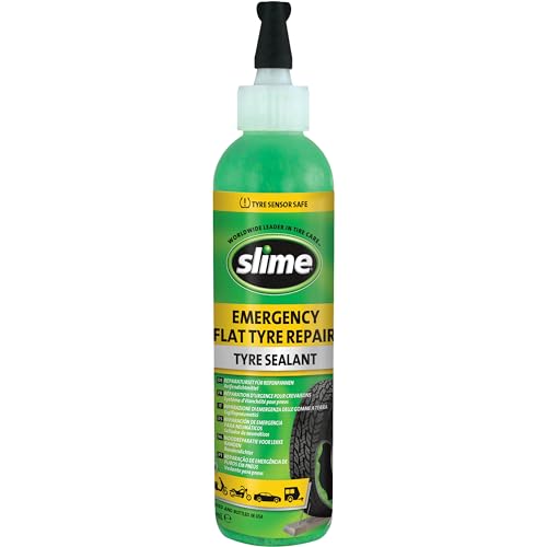 Slime 10016 Dichtmittel für Reifenreparatur bei Platten, Notfallausrüstung, Motorräder, Motorroller, Trailer, Ungiftig, Umweltfreundlich, 237-ml-Flasche (8 oz), grün
