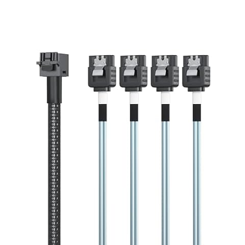 10Gtek Kabel SFF-8643 (host) na 4 sata(cel) 1 metr (3,3 stopy), 6G wewnętrzny Mini SAS HD na SATA 7-pinowy dysk twardy