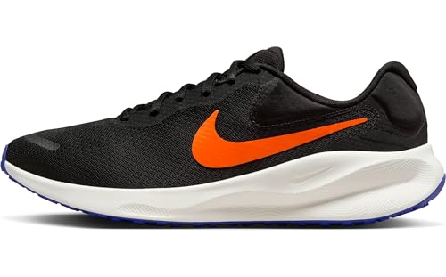 Nike Tênis de corrida masculino Revolution 7 Road (FB2207-008, preto/azul astronômico/vela/púrpura) tamanho 42