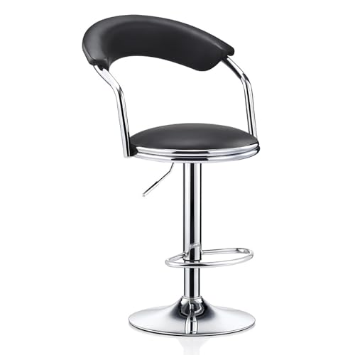 Taburetes de bar de cuero sintético para cocina, con respaldo, reposapiés, giratorios de 360°, altura ajustable para mostrador, sillas giratorias, taburetes de bar para el hogar, E (A) Stabilize