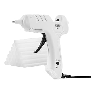 Amazon Basics Kit per pistola per colla a caldo con 30 bastoncini di colla, 20 W, Presa EU, Bianco