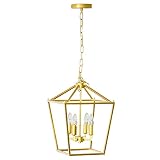 HOMCOM Kronleuchter Hängelampe 4-flammig Pendelleuchte mit verstellbarer Hängekett für Wohnzimmer Schlafzimmer Industrial Metall Gold 30 x 30 x 120 cm