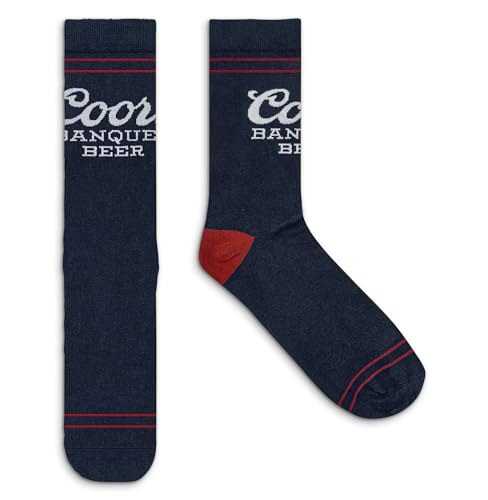 Tee Luv Men's Coors Banquet Beer Crew Socks (Navy/White/Red)