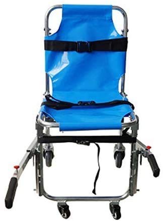 Silla de Escalera EMS Emergencia 4 Ruedas Ambulancia Bombero Evacuación Silla de Transporte médico con Correas de sujeción para Pacientes, Capacidad de 350 Libras, Azul
