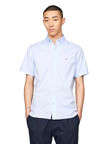 Image of Tommy Hilfiger Men's Short Sleeve Poplin Shirts in Regular Fit, Men's Button Down Shirts