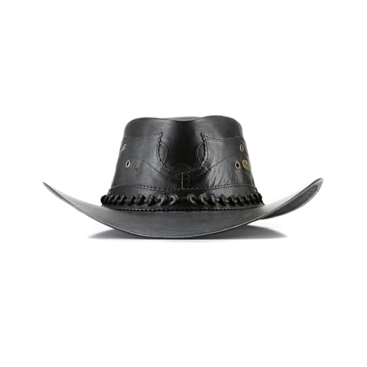 Chapéu Country Unissex em Couro Legítimo cor Preto Estilo Americano Kapell (GG, Preto)