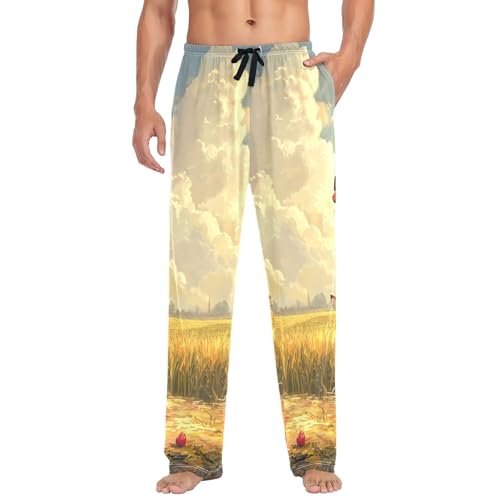 Pantalon de pyjama homme avec poches et cordon vêtement de nuit ajustable XL