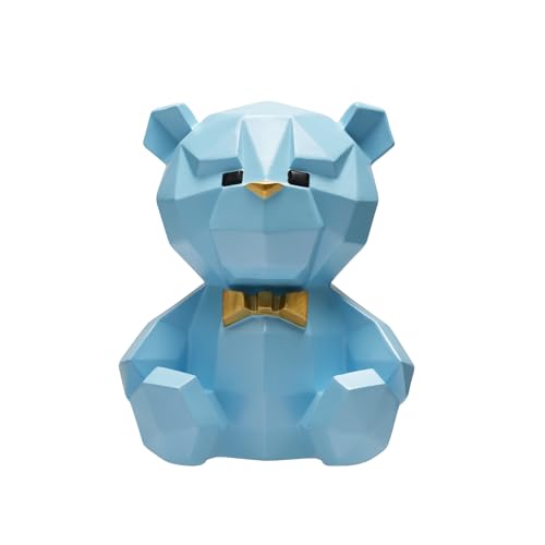 Tirelire ours bleu design géométrique 3D de 20 cm pour déco