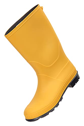 Mountain Warehouse Plain Kids Wellies - Waterproof, Soft Jersey Lined Wellington Boots with Gripped Sole for Boys & Girls - For Spring Summer, Rain, School, Outdoors Mustard Kids Shoe Size 9 UK
