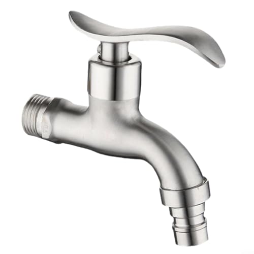 Grifo de lavadora de acero inoxidable, grifo frío de pared de una sola manija, boquilla de fregadero de lavandería, burbujeador de ahorro de agua, fácil instalación, cocina y baño