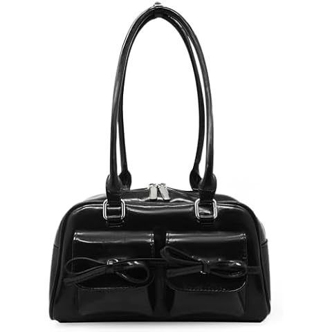 Fozehlad Chic Hobo Bags for Women Retro Tote Handbag Top Handle PU Leather Shoulder Bag for Trendy Y2(Black) Cover