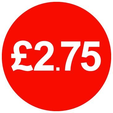 £ Red Price Stickers - 30mm - £2.75, 2000 — image 1