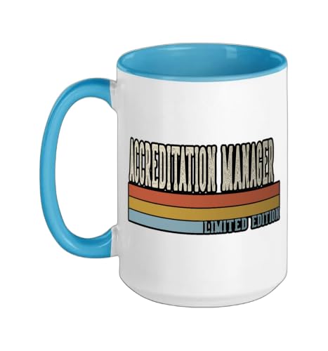 Accreditation Manager Week Retro Vintage Back To School Day Ceramic Mug, Blue/White, 15oz