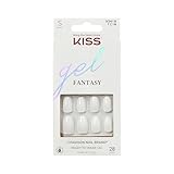KISS Gel Fantasy, Press On Nails, Nail glue included, 'Happy Hands', White, Short Size, Oval Shape, Includes 28 Nails, 2g glue, 1 Manicure Stick, 1 Mini File