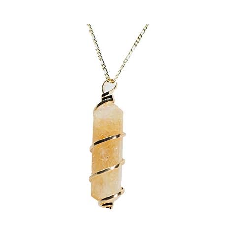 Nature's Decoration Citrine Crystal Pendant for Women, Double Terminated Gold Wire Necklace With Swirl Design,Healing Crystal November Birthstone Jewelry, Ideal for A Gold Chain. (Chain Not Included) Cover