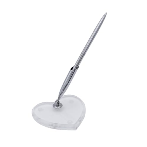 TOGEVAL Soporte de bolígrafo + Juego de Dos Piezas para Siempre Casarse Shape Pluma de Invitados con Soporte Pluma de invitado de recepción de Boda bolígrafo de recepción de Boda Blanco