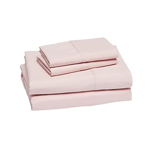 Image of Amazon Basics Breathable Lightweight Wrinkle Resistant Microfiber 4-Piece Bed Sheet Set with 14-Inch Deep Pockets, Luxury Bedding, Queen, Blush Pink