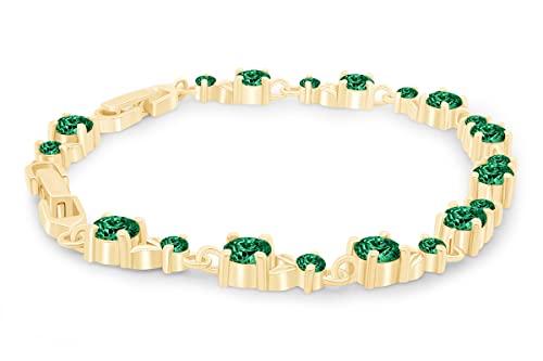 AFFY 14k Yellow Gold Over Sterling Silver Leaf Shape Tennis Bracelet Gift For Her3