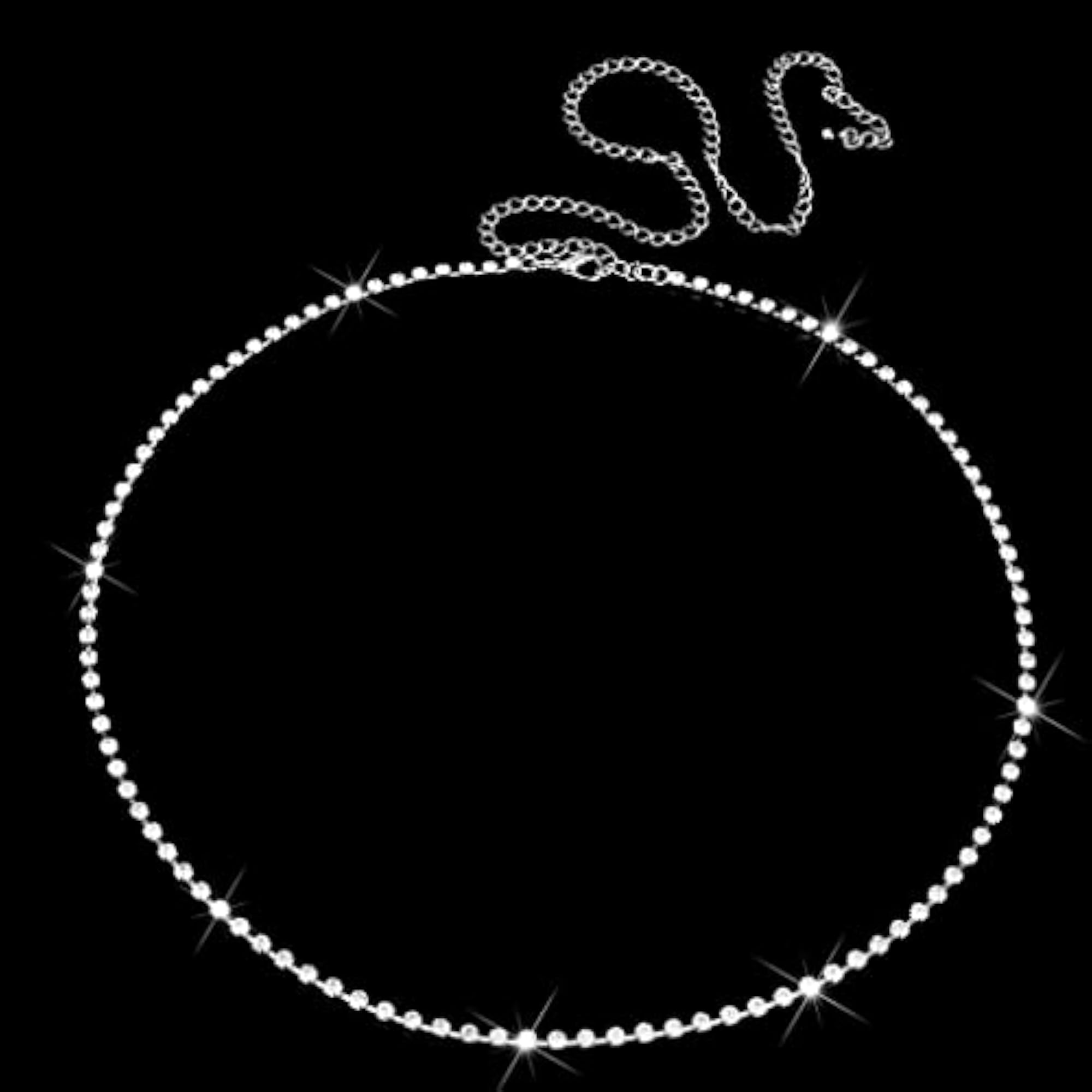 2x Silver Crystal Rhinestone Waist Chain, Body Jewellery