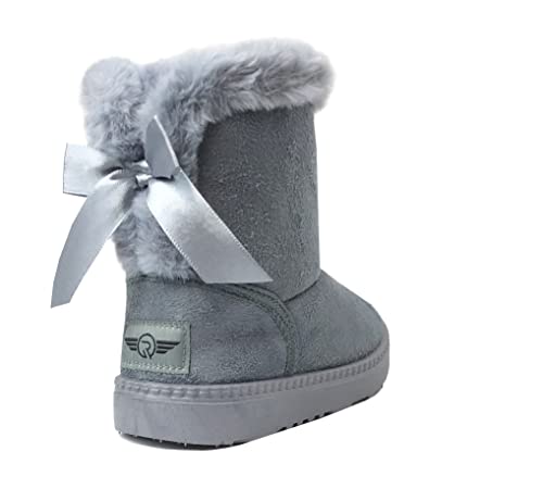 Image of REDVOLUTION Kids Boots Toddler Girls Cute Butterfly Bow | PomPom PU leather Boot (Toddler /Small Kid)
