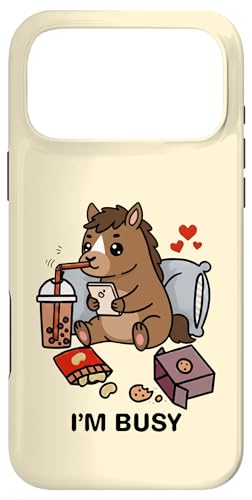 Funny Horse Im Busy Boba eB[ XibN  j̎q ̎q LbY X}zP[X iPhone 17 Pro Max p