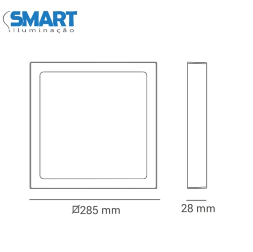 Kit 3 Luminaria Plafon Painel Sobrepor Teto Led Quadrado 18w