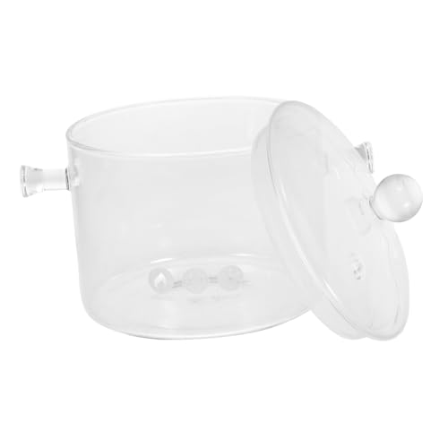 Abaodam Olla De Guiso De Orejas Tapa Pequeño Azul Esmalte Cacerola Cocinando Fideos Pastas Olla Hirviendo Clara Ollas Pequeñas Para Cocinar Bote Vidrio Transparent