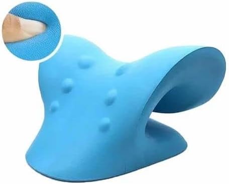 Neck and Shoulder Relaxer, Cervical Traction Device, Black, ABS Plastic with Silicone, Medium, Portable