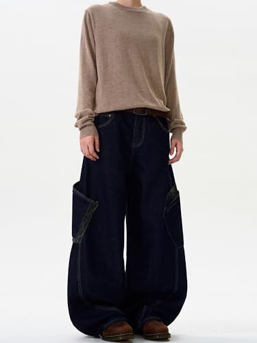 GUOYUXIAO Men's Jeans American-Style Curved-Leg Pants Loose-fit Casual Wide-Leg Trouser for Men4