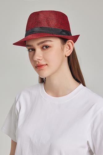 Gionforsy 5 Pack Mens Fedora Hat Classic 1920s Hat Short Brim Fedora Hats Summer Beach Panama Hat for Men Women