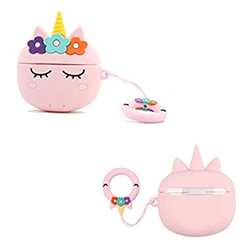 Image of Prolet Compatible for AirPods Pro Soft Silicone Protective Case 3D Design Shockproof Case Cover with Anti-Lost Metal Keyring-Pink Kitty