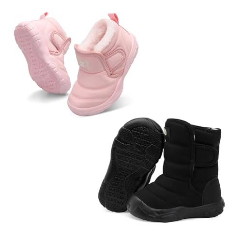 QFH Toddler Winter Warm Shoes Pink Size 10 and Black High Top Boots Size 10