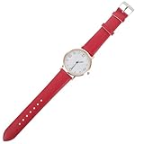 TOYANDONA Reloj Digital Mujer Minimalista Correa Piel Ultrafino Color Rojo Elegante para Uso Diario