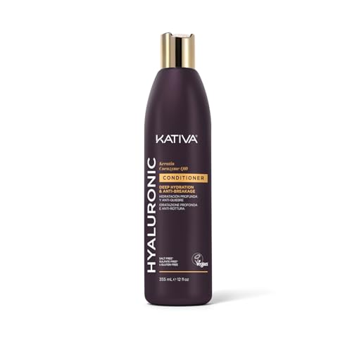 Kativa Luxury | Acondicionador | Ácido Hialurónico | Keratina | Coenzima Q10 | Fortalece e hidrata profundamente | Fórmula Vegana | Empaque reciclado | Para uso diario | cont. 355 ml