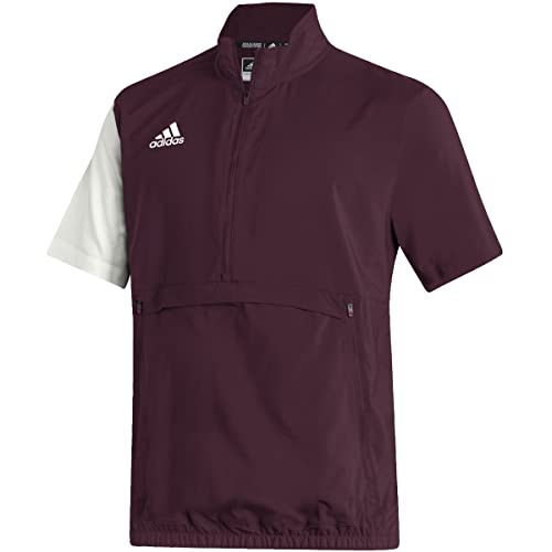 adidas Pulôver masculino de manga curta com zíper Stadium, Team Maroon - branco, Large