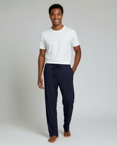 Image of Real Essentials 3 Pack: Men's Pajama Pants Soft PJ Lounge Bottoms Loungewear Pijamas Elastic Waist Pockets (Big and Tall)