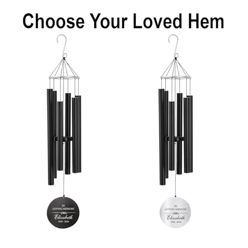 Image of ASTARIN Personalized 30 inch Memorial Wind Chimes for Outside, Bereavement Gift in Remembrance of a Loved One, Sympathy Gift for Loss of Mother Father Husband, Garden Patio Decor