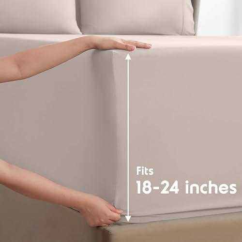Image of Nestl Extra Deep Full Sheet Set - 6 Piece Breathable & Cooling Sheets - Hotel Luxury Bedding Set w /18-24 Inch Deep Pockets - Easy & Secure Fit - Super Soft, Wrinkle Free & Comfy - Linen