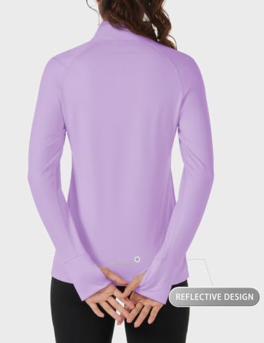 Cavva Women's Fleece Quarter Zip Pullover Running Shirt Long Sleeve Thermal Tee Athletic Workout Tops Thumb Hole2