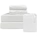 BedVoyage Bamboo Viscose Sheets King Size - Melange Cooling Bed Sheets Set with Envelope Pillowcase, Fitted Sheets, Flat Sheets, & Linen Bag - Premium Viscose from Bamboo & Cotton Bed Sheets Snow