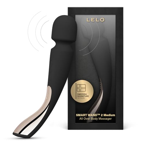 LELO SMART Wand 2 Medium Personal Wand Massager Tension Releasing Muscle and Body Massager Waterproof Rechargeable Wand Vibrator Personal Vibrator Wand for Her Black