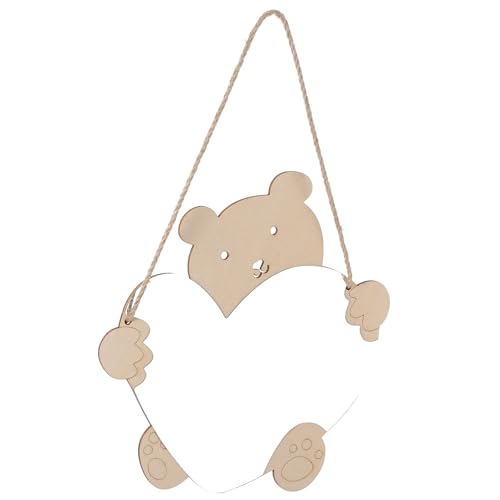 UKCOCO Espejo de Maquillaje de Madera Forma de Oso Pequeño Espejo de Pared Decorativo para Colgar Pared y Tocador Diseño Creativo y Funcional