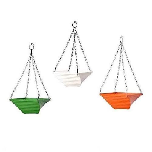 Amazon Brand - Umi Plastic Twister Flower Hanging Pots Set for Plants Garden, Balcony (9 x 9 x 4.5 Inch, Multicolour) - Pack of 3 (B09S6KQQRK) Amazon Price History, Amazon Price Tracker
